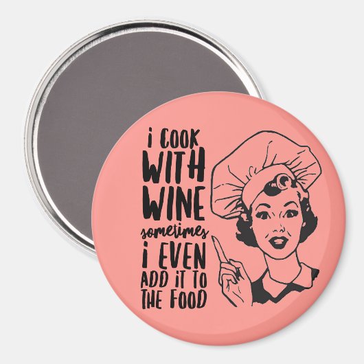Retro Funny Cooking met Wine Magnet (Voorkant / Achterkant)