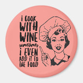 Retro Funny Cooking met Wine Magnet (Voorkant)