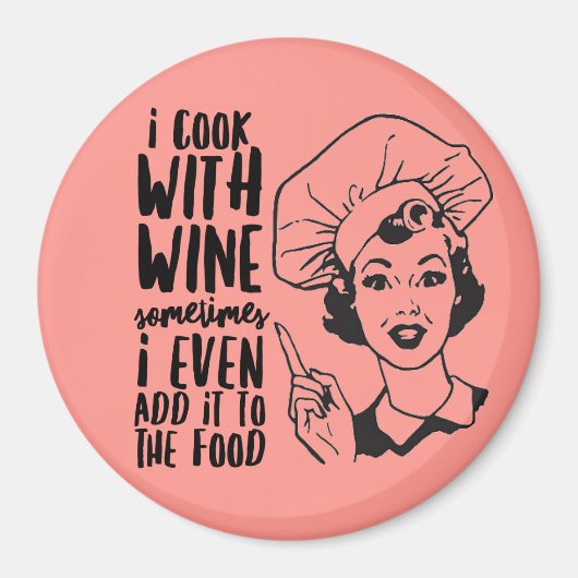 Retro Funny Cooking met Wine Magnet (Voorkant)