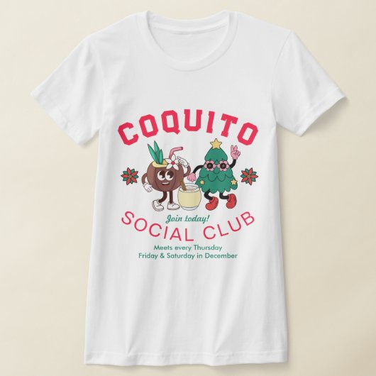 Retro Funny Coquito Social Club Kerstcadeau T-shirt (Laagn)