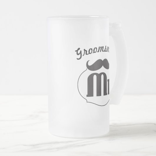 Retro Funny de heer Mustache Groom Matglas Bierpul (Voorkant rechts)