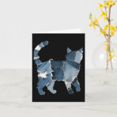 Retro Funny Denim Patch Animal Cat Kaart (Gele Bloem)