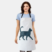Retro Funny Denim Patch Animal Cat T-shirt Schort (Gedragen)