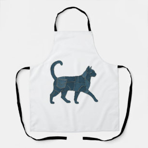 Retro Funny Denim Patch Animal Cat T-shirt Schort