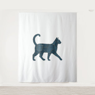 Retro Funny Denim Patch Animal Cat T-shirt Wandkleed