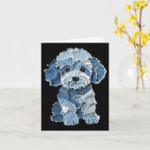 Retro Funny Denim Patch Animal Dog Print Kaart (Gele Bloem)