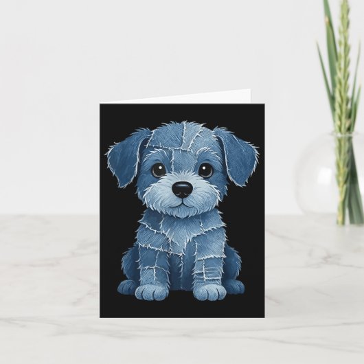 Retro Funny Denim Patch Animal Dog Print Kaart (Voorkant)