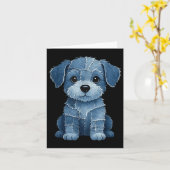 Retro Funny Denim Patch Animal Dog Print Kaart (Gele Bloem)