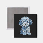 Retro Funny Denim Patch Animal Dog Print  Magneet (Voorkant / Achterkant)