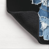 Retro Funny Denim Patch Animal Dog Print  Muismat (Hoek)