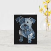 Retro Funny Denim Patch Animal Dog Print voor mann Kaart (Gele Bloem)