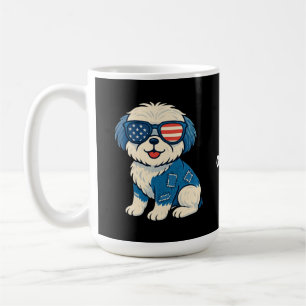 Retro Funny Denim Patch Schattige Huisdier Dog Des Koffiemok