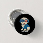 Retro Funny Denim Patch Schattige Huisdier Dog Des Ronde Button 3,2 Cm (Voorkant /achterkant)
