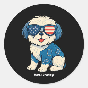Retro Funny Denim Patch Schattige Huisdier Dog Des Ronde Sticker
