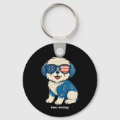 Retro Funny Denim Patch Schattige Huisdier Dog Des Sleutelhanger (Voorkant)