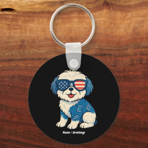Retro Funny Denim Patch Schattige Huisdier Dog Des Sleutelhanger