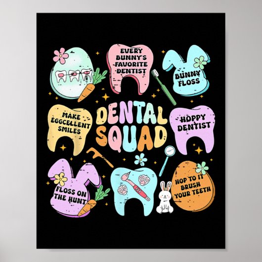 Retro Funny Dental Squad Bunny Tooth Paasdag De Poster (Voorkant)