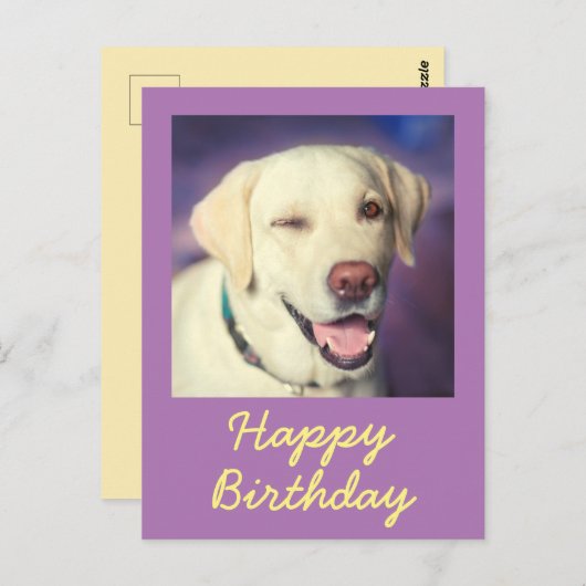 Retro Funny Dog en Happy Birthday Briefkaart (Voorkant / Achterkant)