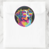 retro funny dog ronde sticker (Tas)