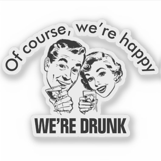Retro Funny Drink paarse Sticker (Voorkant)
