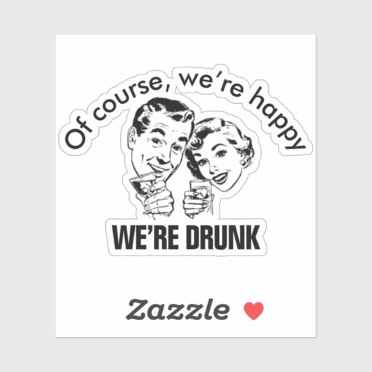 Retro Funny Drink paarse Sticker (Vel)