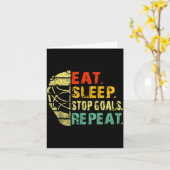 Retro Funny Eat Sleep Stop Goals Repeat Ice Hockey Kaart (Gele Bloem)