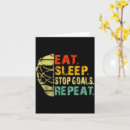 Retro Funny Eat Sleep Stop Goals Repeat Ice Hockey Kaart (Gele Bloem)