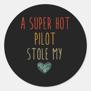 Retro Funny Een super hete piloot stal mijn hoofd Ronde Sticker