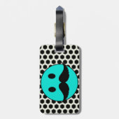 Retro Funny Face met Mustache Stache Bagagelabel (Achterkant verticaal)