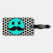 Retro Funny Face met Mustache Stache Bagagelabel (Achterkant horizontaal)
