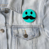 Retro Funny Face met Mustache Stache Ronde Button 5,7 Cm (In situ)