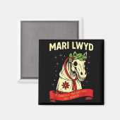 Retro Funny Folklore Skeleton Horse Mari Lwyd Yule Magneet (Voorkant / Achterkant)