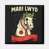 Retro Funny Folklore Skeleton Horse Mari Lwyd Yule Magneet (Voorkant)