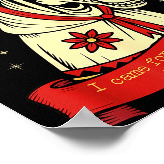 Retro Funny Folklore Skeleton Horse Mari Lwyd Yule Poster (Hoek)