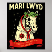 Retro Funny Folklore Skeleton Horse Mari Lwyd Yule Poster (Voorkant)