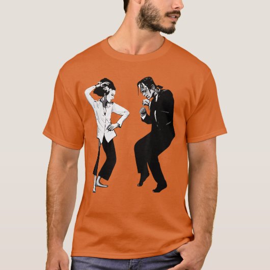Retro Funny Frankenstein Monster and Bride Dancing T-shirt (Voorkant)