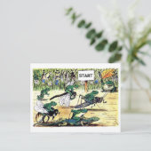 Retro Funny Frog Life Cartoon Marathon Race Briefkaart (Staand voorkant)