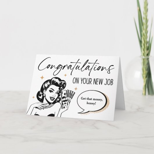 Retro & Funny Gefeliciteerd met je nieuwe baan Kaa Kaart (Voorkant)