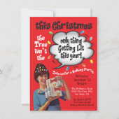 Retro Funny Getting Lit Christmas Cocktail Party Kaart (Voorkant)