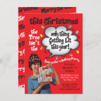 Retro Funny Getting Lit Christmas Cocktail Party