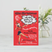 Retro Funny Getting Lit Christmas Cocktail Party Kaart (Staand voorkant)