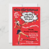 Retro Funny Getting Lit Christmas Cocktail Party Kaart (Voorkant)