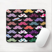 Retro Funny Girly Mustache Mustache Pattern Muismat (Met muis)
