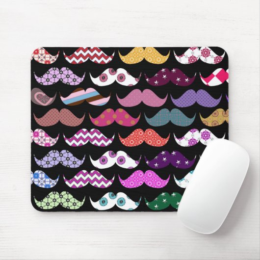 Retro Funny Girly Mustache Mustache Pattern Muismat (Met muis)