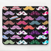 Retro Funny Girly Mustache Mustache Pattern Muismat (Voorkant)