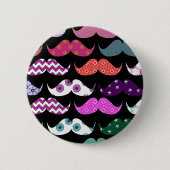 Retro Funny Girly Mustache Mustache Pattern Ronde Button 5,7 Cm (Voorkant)
