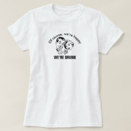 Retro Funny Happy Drink Couple Basic T-Shirt