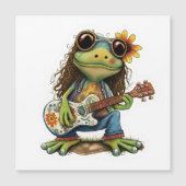 Retro Funny Hippie Frog Draag Glass Play Piano aan (Voorkant)