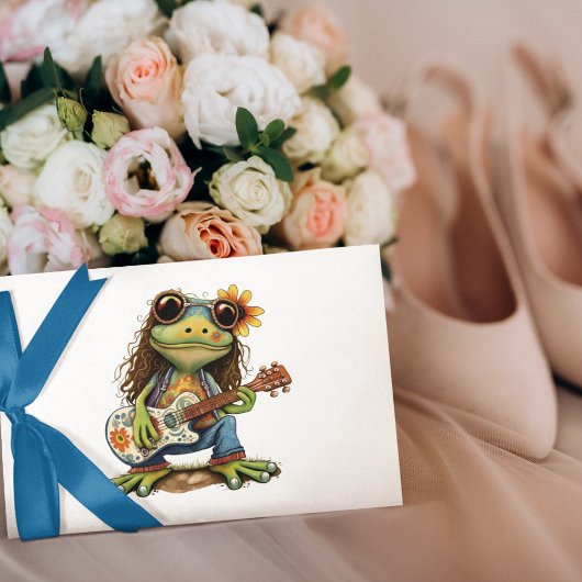 Retro Funny Hippie Frog Draag Glass Play Piano aan Briefkaart