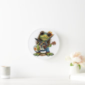 Retro Funny Hippie Frog Draag Glass Play Piano aan Ronde Klok (Huis)